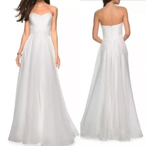 LA FEMME Strapless White Dress / Wedding Gown 27515